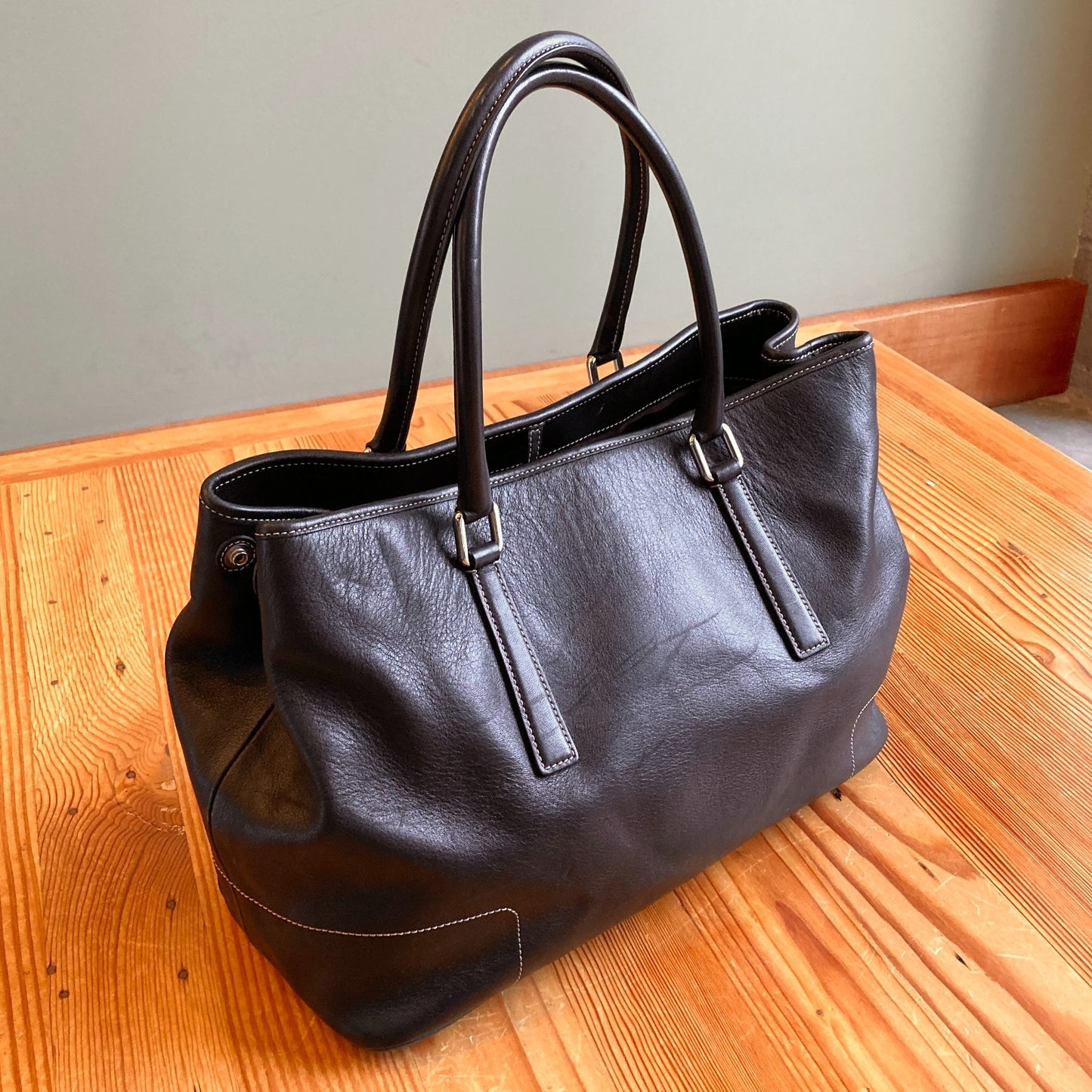 Coach VTG Y2K 2001 Hampton Black Leather Tote Bag Purse D1J 7757 *stain 0204NC