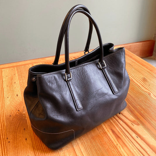 Coach VTG Y2K 2001 Hampton Black Leather Tote Bag Purse D1J 7757 *stain 0204NC