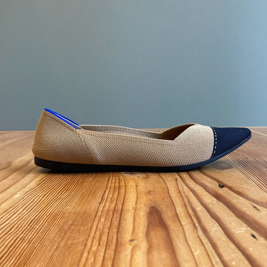10.5 - Rothy's Two Tone Camel Black The Point II Ballet Flats Shoes 0206BS