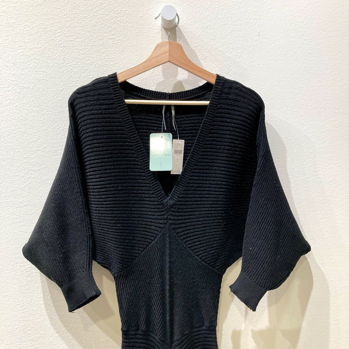 Anthropologie $168 Black Ribbed Colorblock Sweater Dress - Size M - NEW - 0715DP