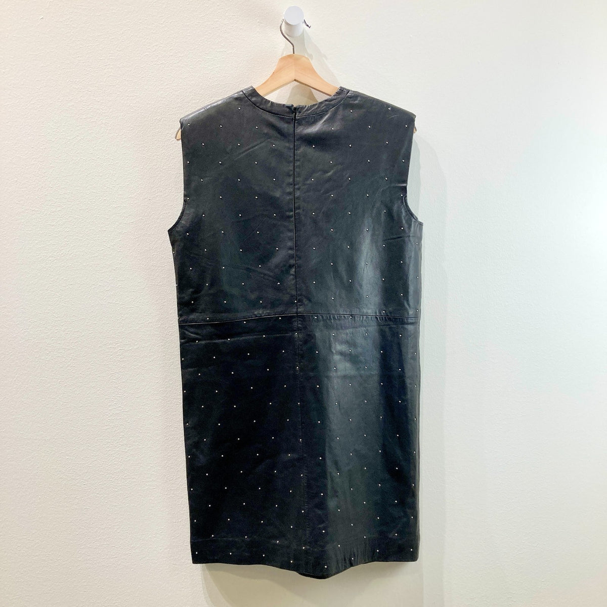AllSaints NEW Black Studded Leather Mika Pinstud Dress - Size 0 / XS - 1029SB
