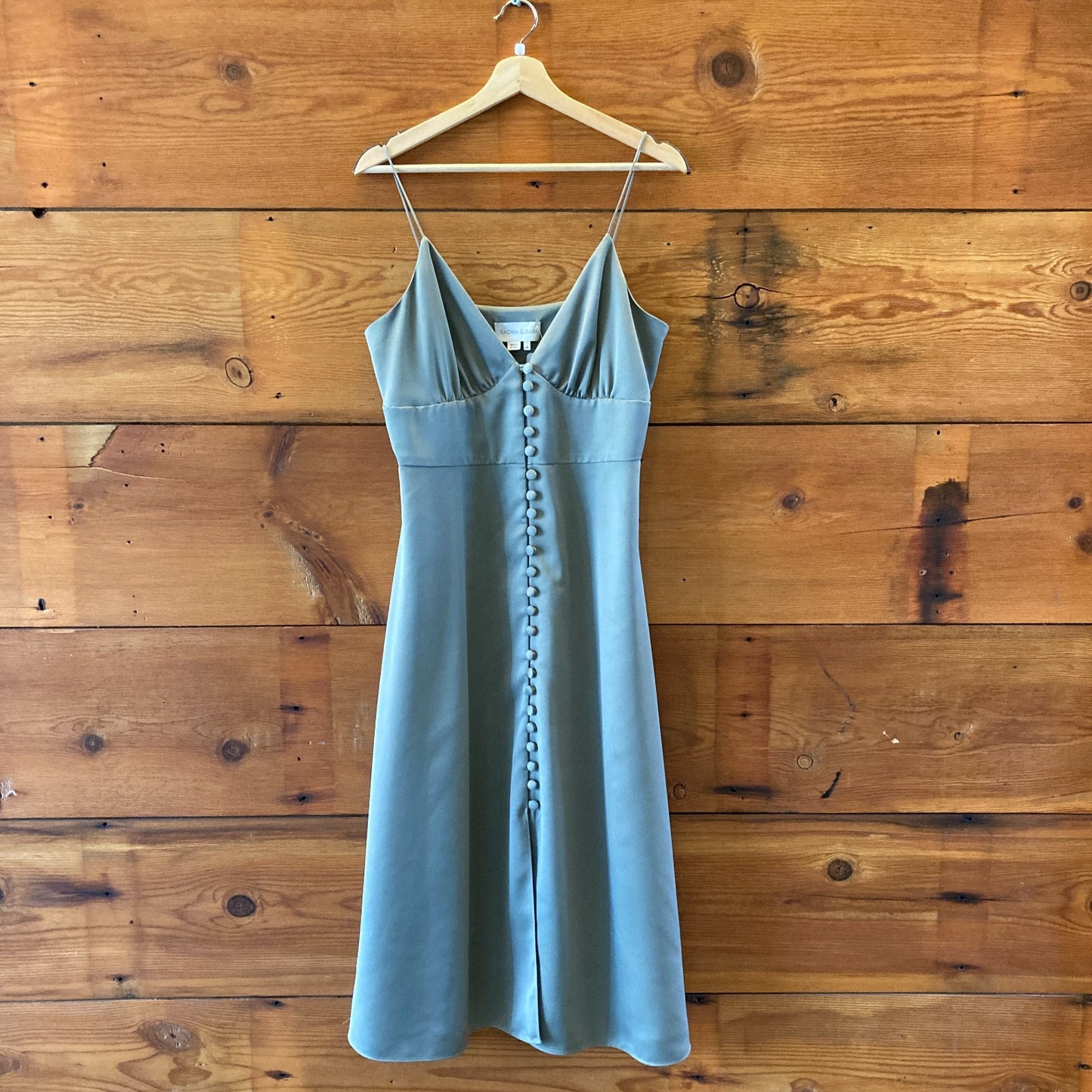Sachin & Babi BHLDN Moss Green Button Up Marin Midi Dress - Size 14 - 0730EL