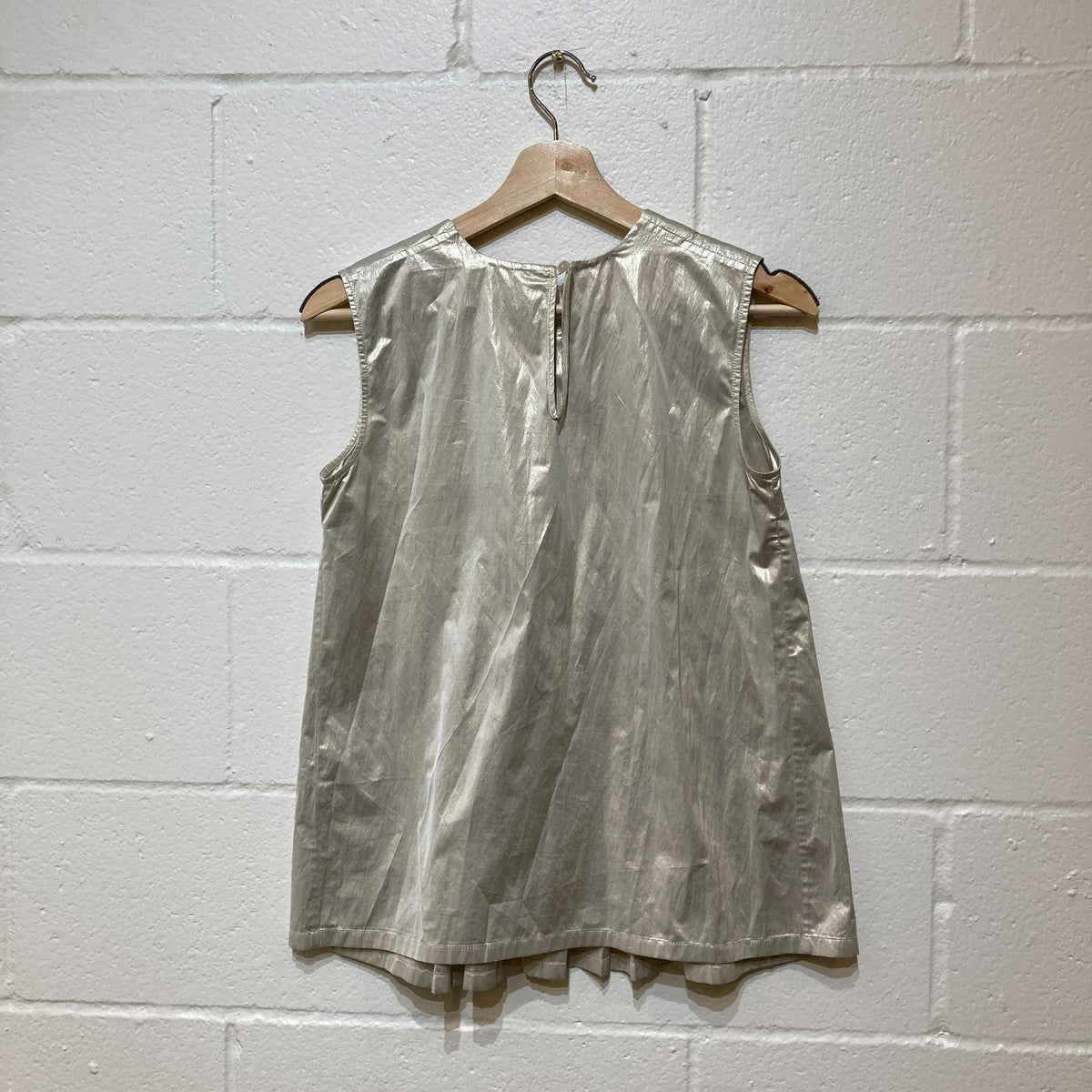 Jil Sander Silver MEtallic Sleeveless Pleated Tank Top - Size 34 / S - 0907FL