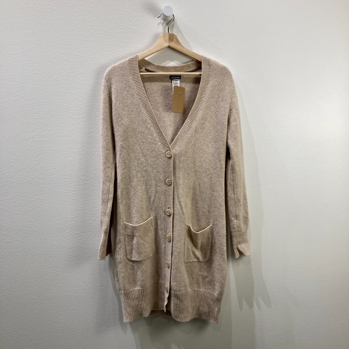 Patagonia Pale Khaki Cashmere Sweater Coat *light pilling - Size S - 0606RO
