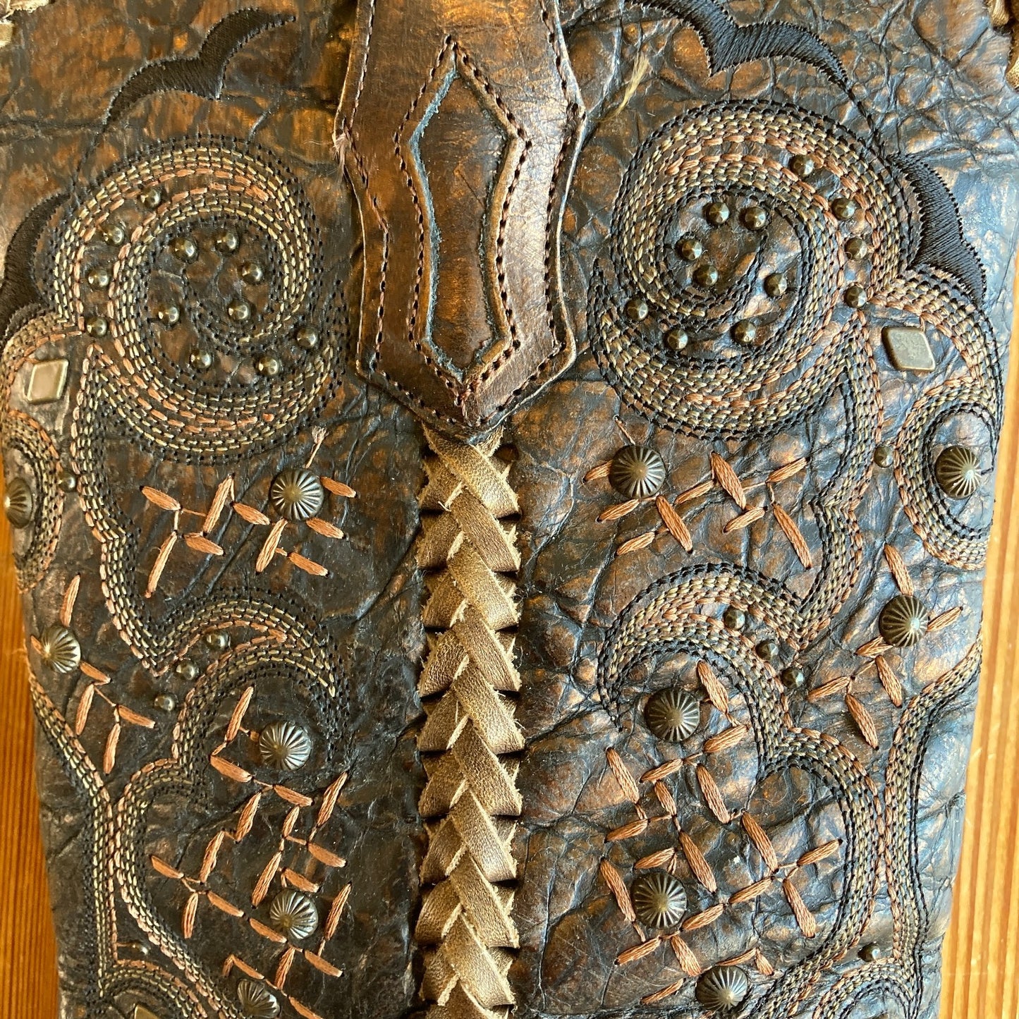 Corral Brown Leather Embroidered Braided Seam Western Boots - Size 7 - 0811GR
