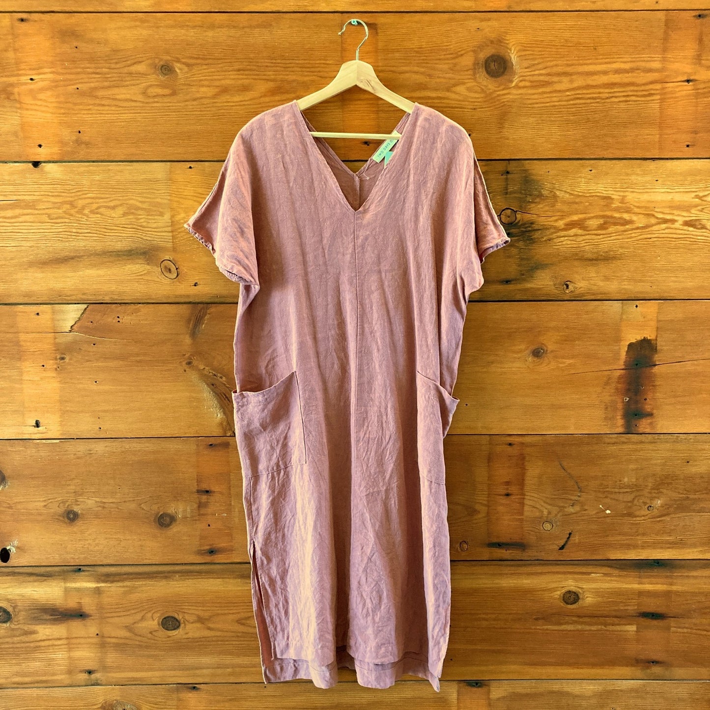 Two Days Off Co-Op Pink Haruko Boxy Linen Ethically Made Dress - Size L - 0608KF