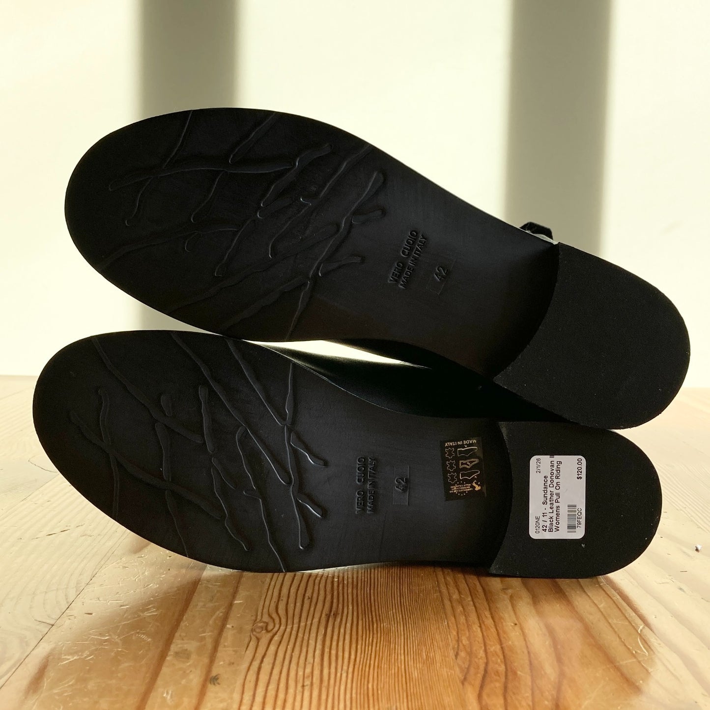 42 / 11 - Sundance Black Leather Donovan II Womens Pull On Riding Boots 0120NE