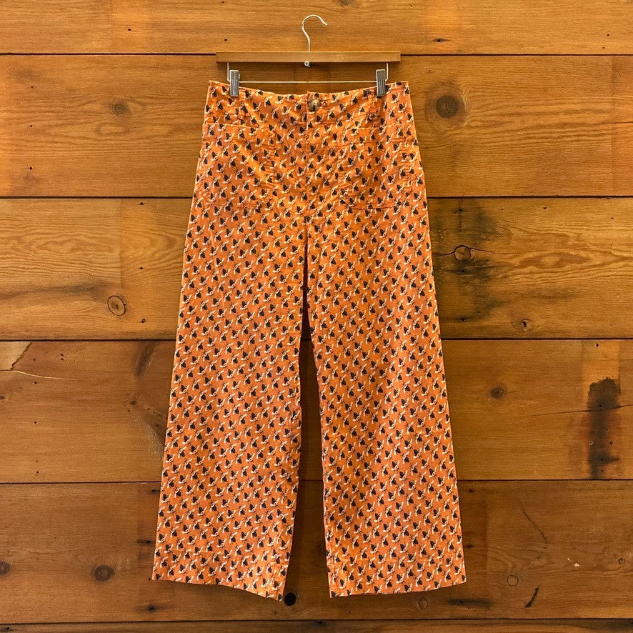 12 - Sarah Gordon x Maeve Anthropologie Orange Colette Bee Pattern Pants 0206BS