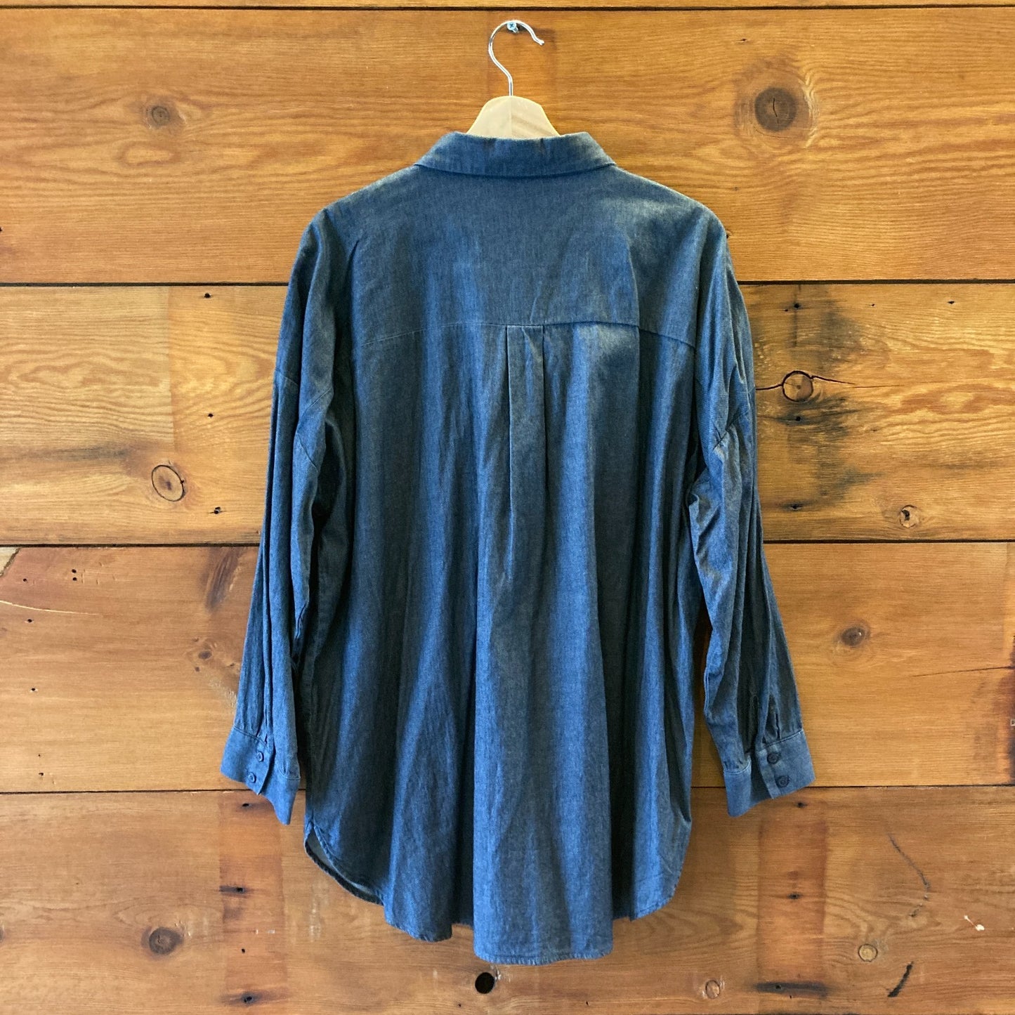 Eileen Fisher Blue OG Cotton Twill Airy Long Sleeve Shirt - Size 1X - 1107MB