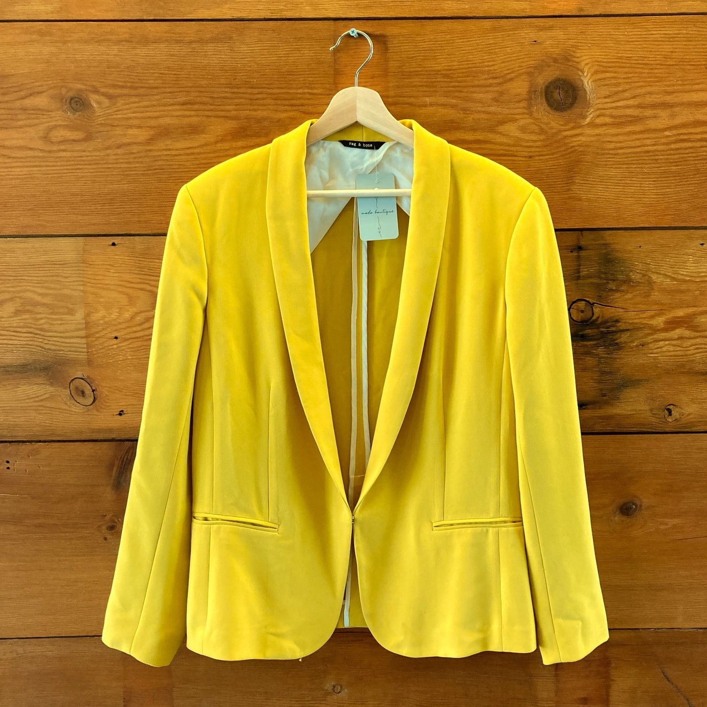 Rag & Bone Sunshine Yellow Clasp Front Blazer Jacket - Size 12 - 1029SB