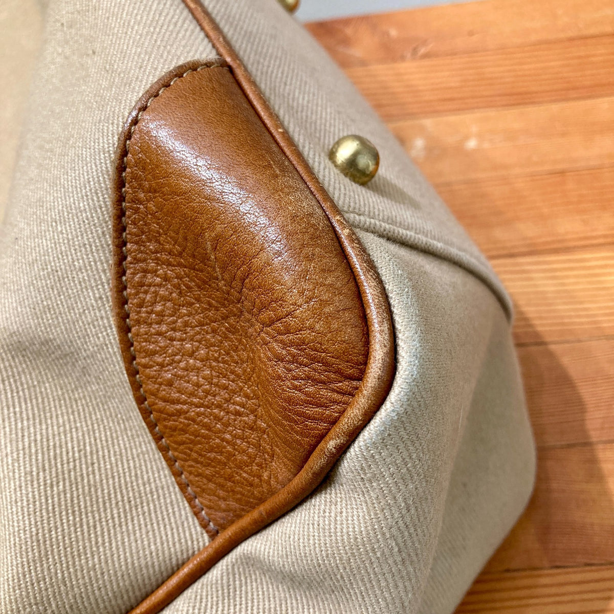 Ghurka Tan Canvas & Leather Original No. 162 Tote Bag Purse - 0210AM