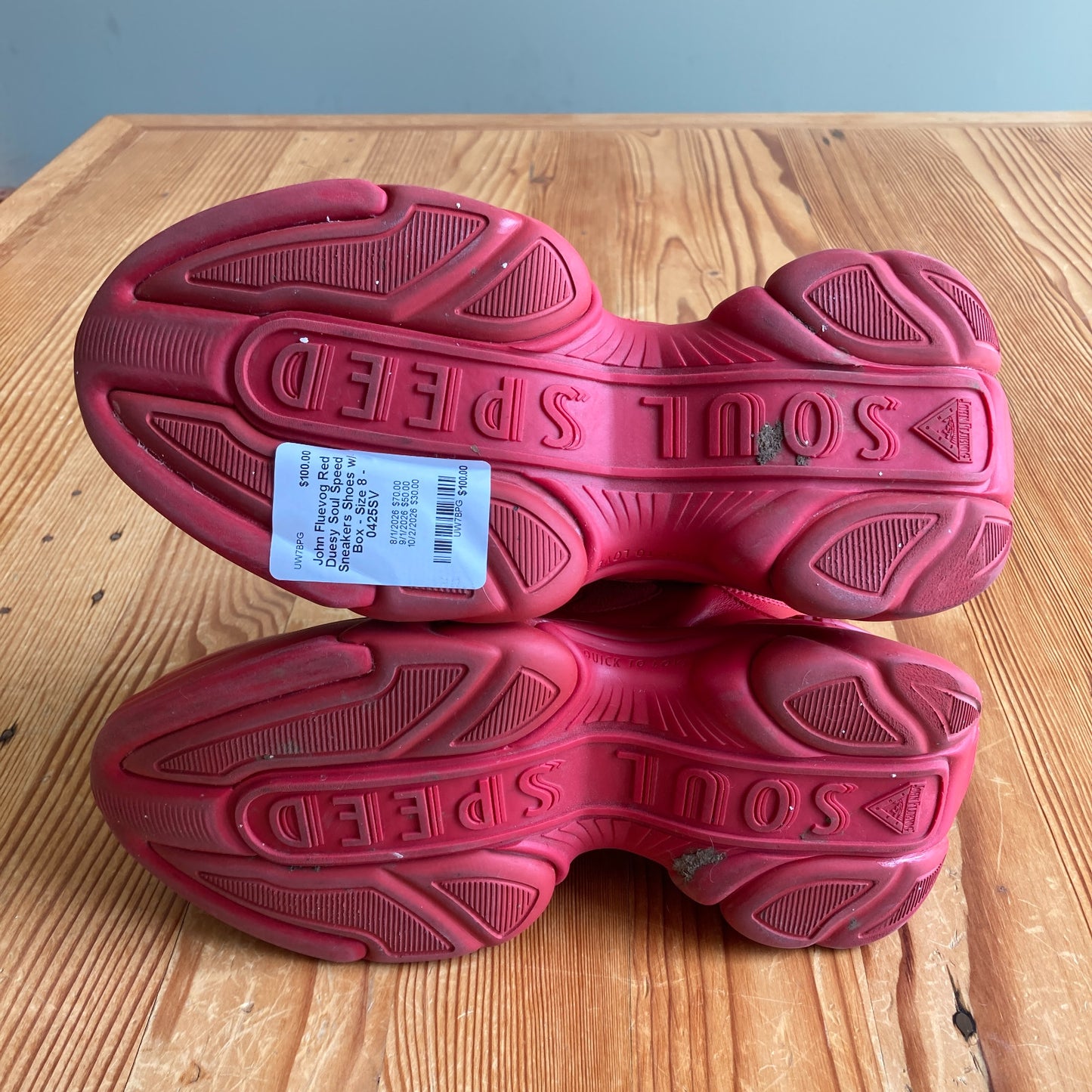 John Fluevog Red Duesy Soul Speed Sneakers Shoes w/ Box - Size 8 - 0425SV