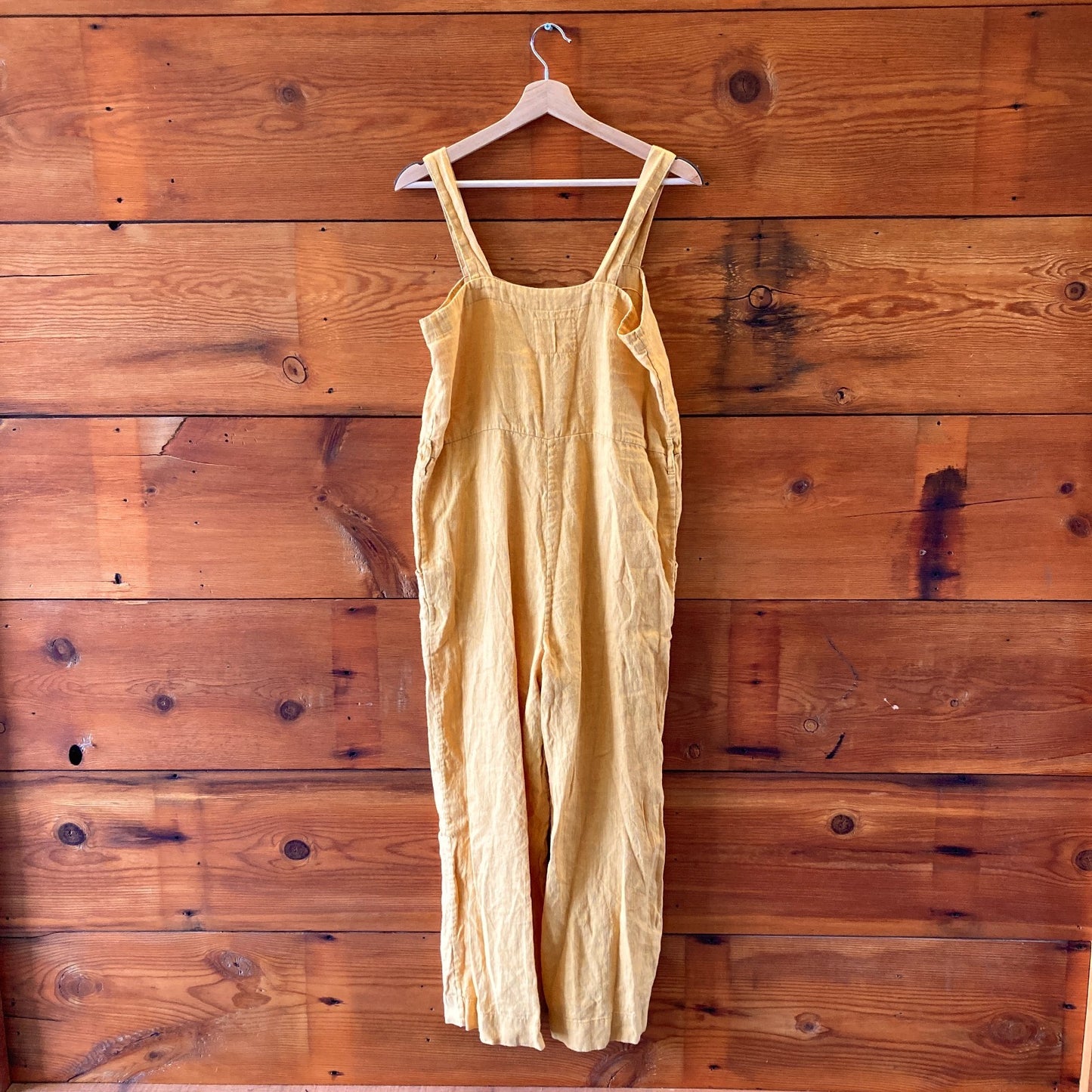 S - Sugar Candy Mountain $280 Mustard Linen Sleeveless Orchid Jumpsuit 0312IG