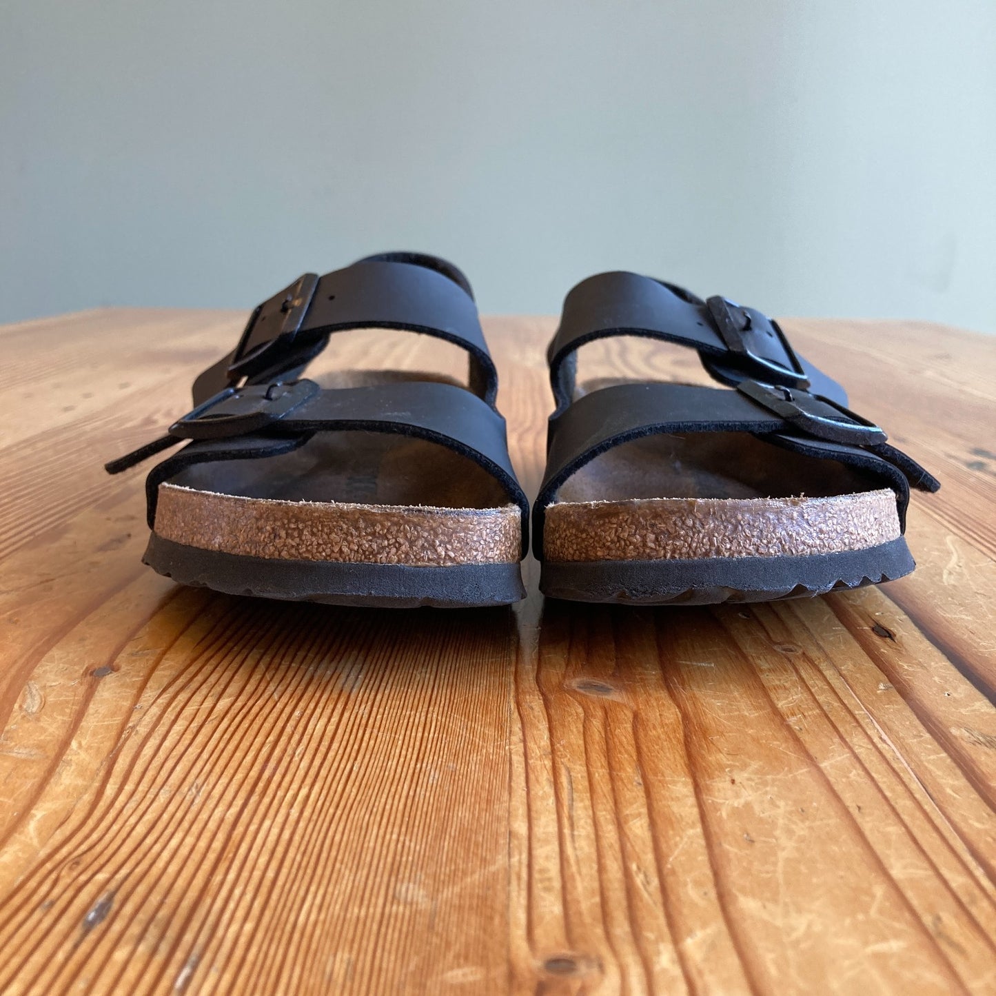 Birkenstock Black Leather Milano Two Strap Slingback Sandals - Sz 37 / 7- 1201AS