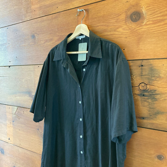 Emerson Fry Black Short Sleeve Button Up Shirt Dress - Size XL - 0715NS