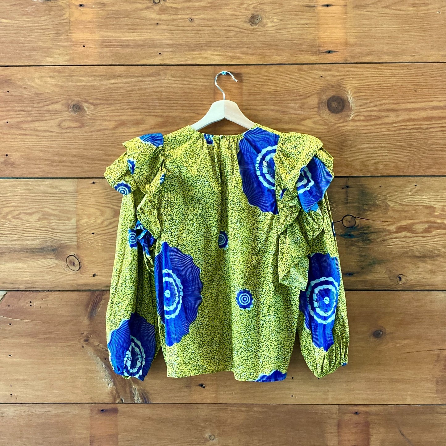Ulla Johnson $255 Yellow Sand Dollar Caasi Ruffle Blouse Top - Size 8 - 0611AJ
