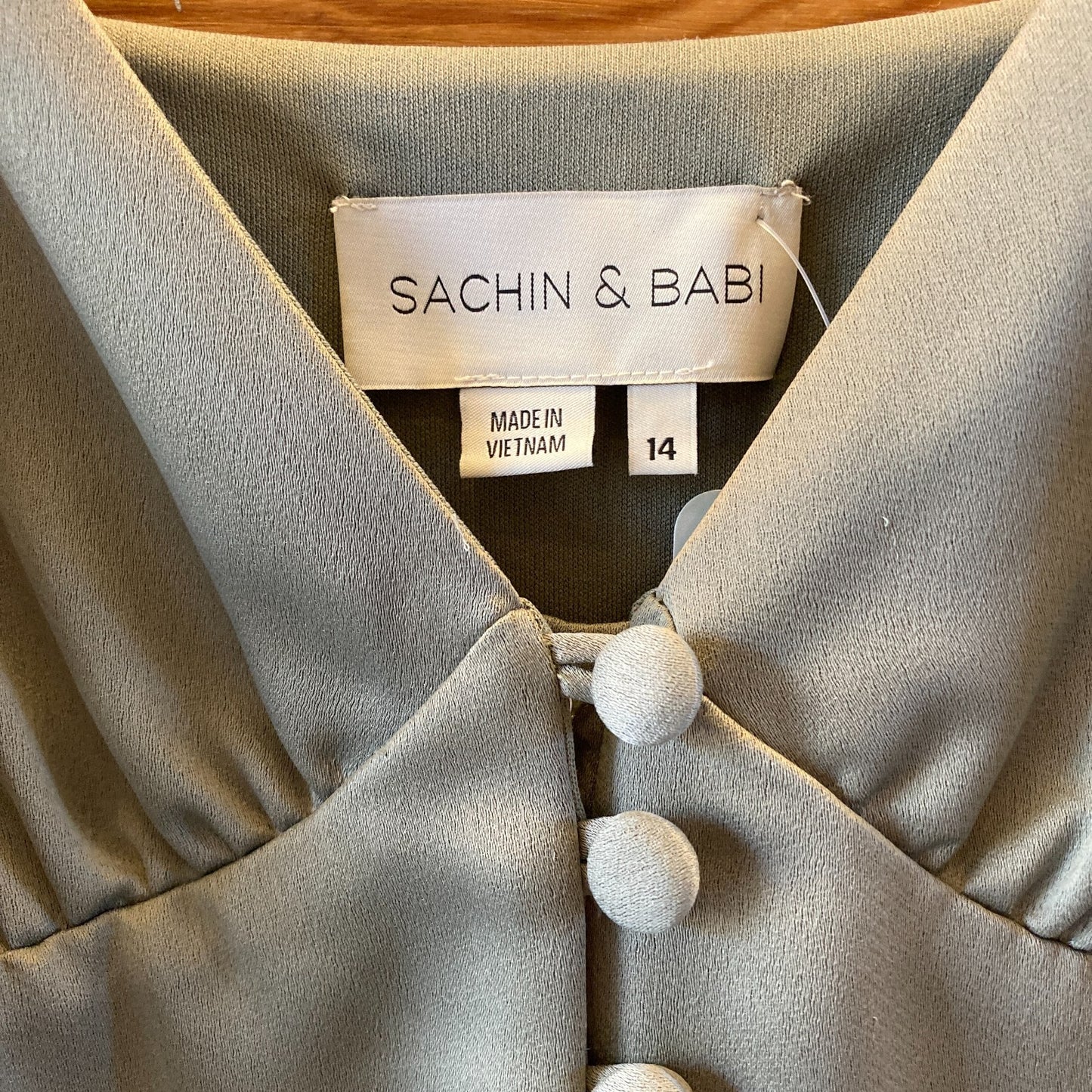 Sachin & Babi BHLDN Moss Green Button Up Marin Midi Dress - Size 14 - 0730EL
