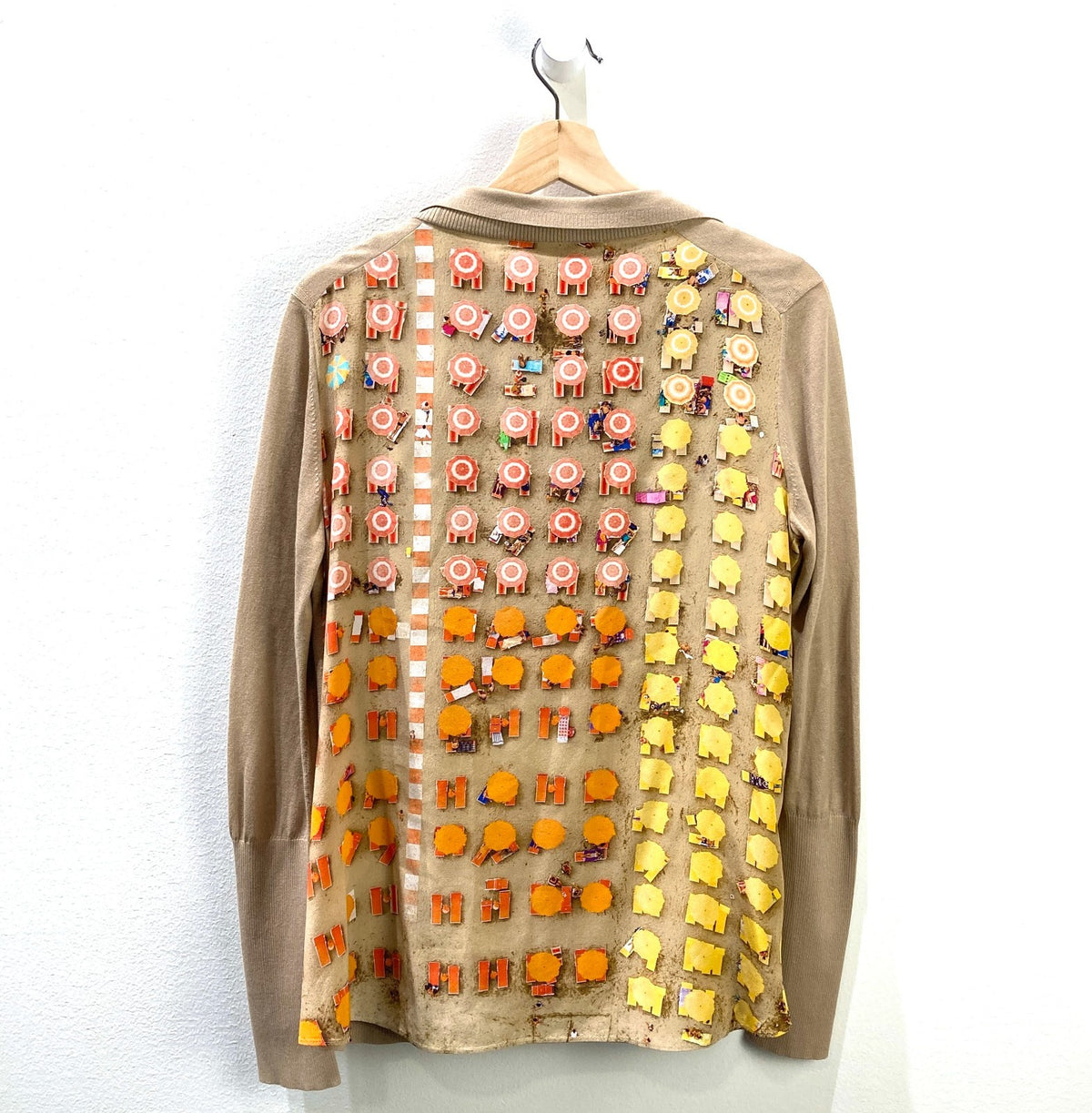 Akris Punto Tan Riviera Print Top & Cardigan Sweater Set - Size 6 - 0608BM