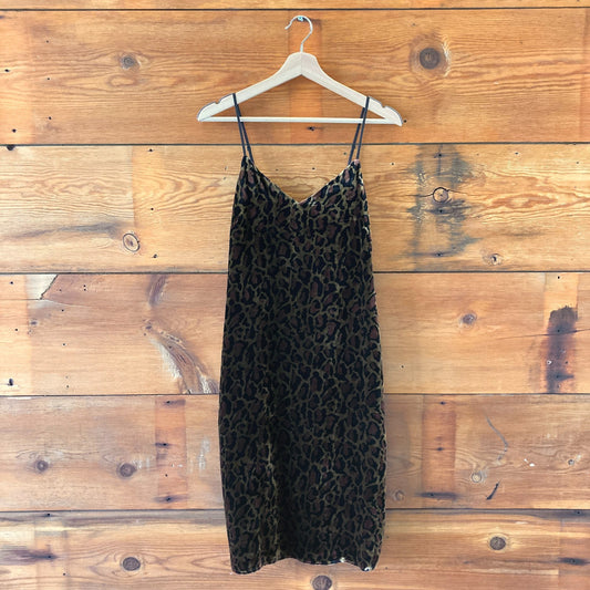 L'Agence Brown Black Leopard Print Sleeveless Velvet Dress - Size 2 - 1214CM