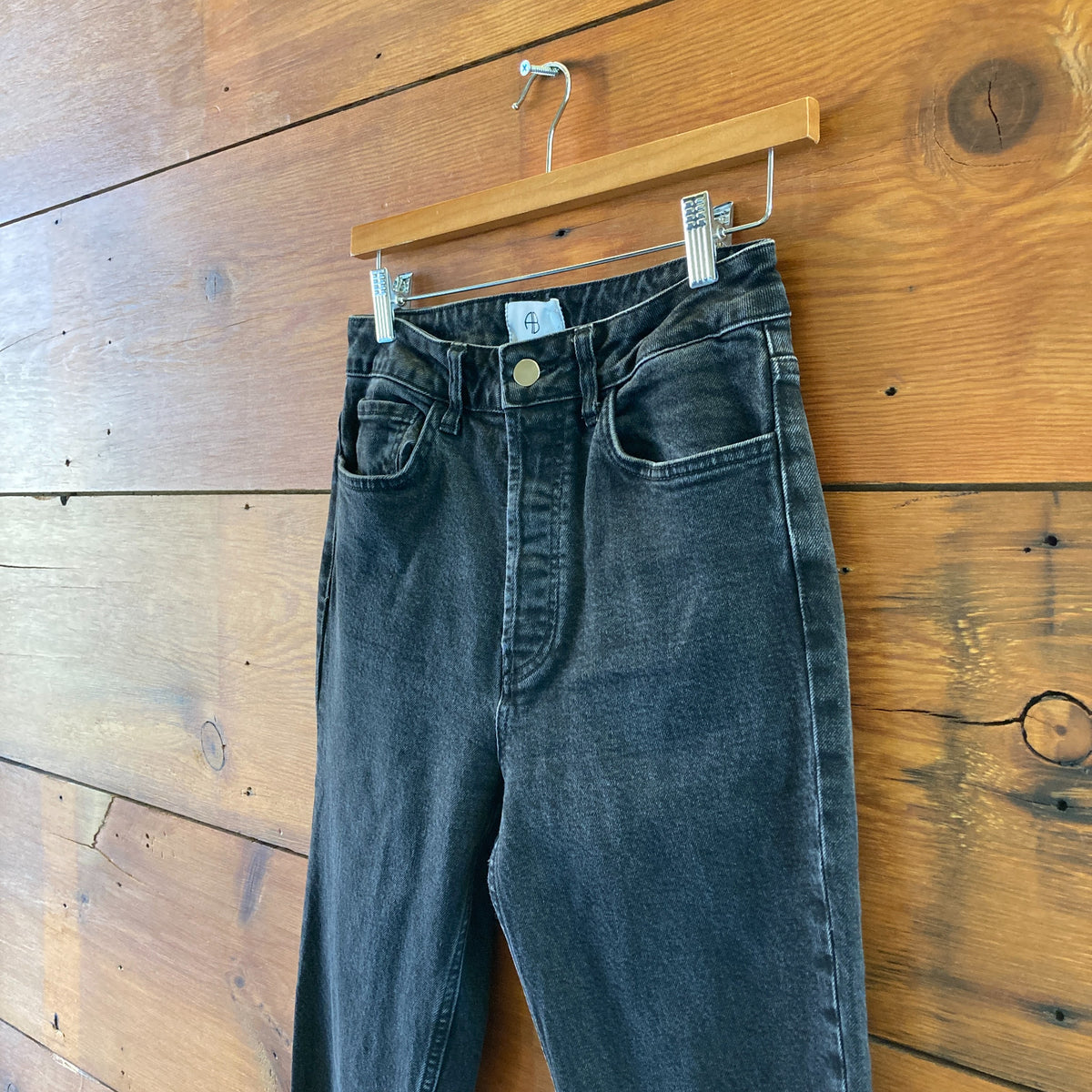 Anine Bing Black Button Fly Roxanne Split Hem Flare Jeans - Size 28 - 0504AK