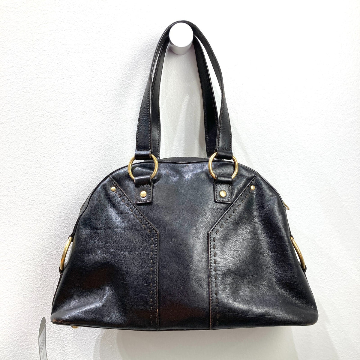 Yves Saint Laurent Black Leather Muse Rive Gauche Satchel Purse Bag - 1017SC