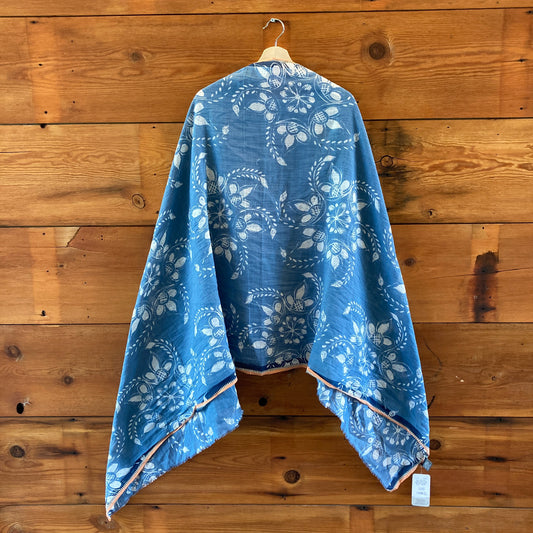 Epice Paris Blue Botanical Print Linen Blend Floral Stole Scarf - 4427SC