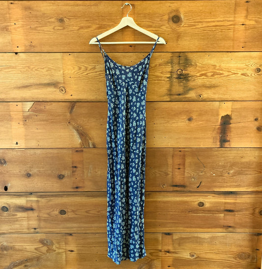 Realisation Par $250 Saffron Navy Floral Iggy Silk Midi Dress - Size S - 0717SM