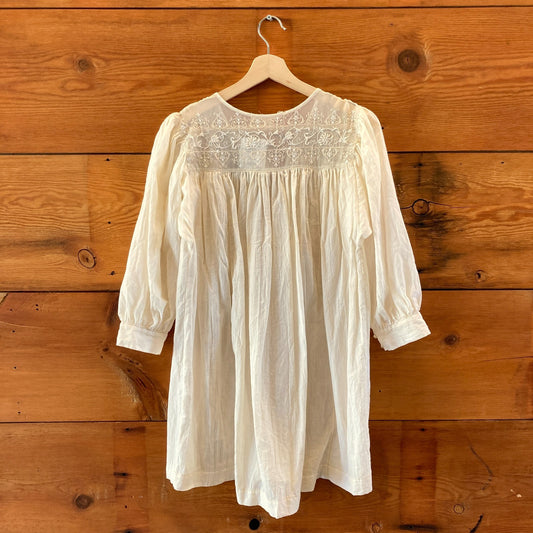 Burning Torch Ivory White Lace Neckline Boho Flowy Dress - Size XS - 1002MG