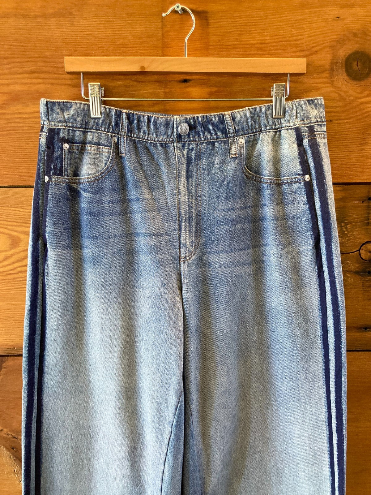 Rag & Bone Miramar Wide Leg Track Stripe Jeans Pants - Size XL - 1206HP
