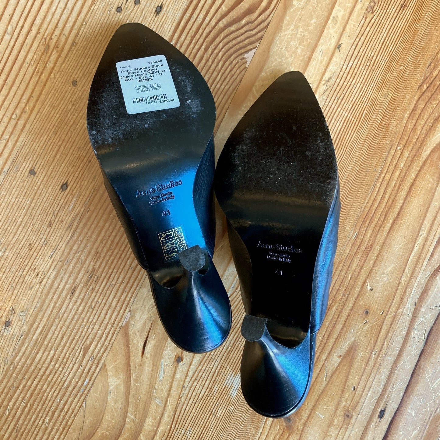 Acne Studios Black Rose Leather Mules Heels NEW w/ Box - Size 41 / 11 - 0811BN