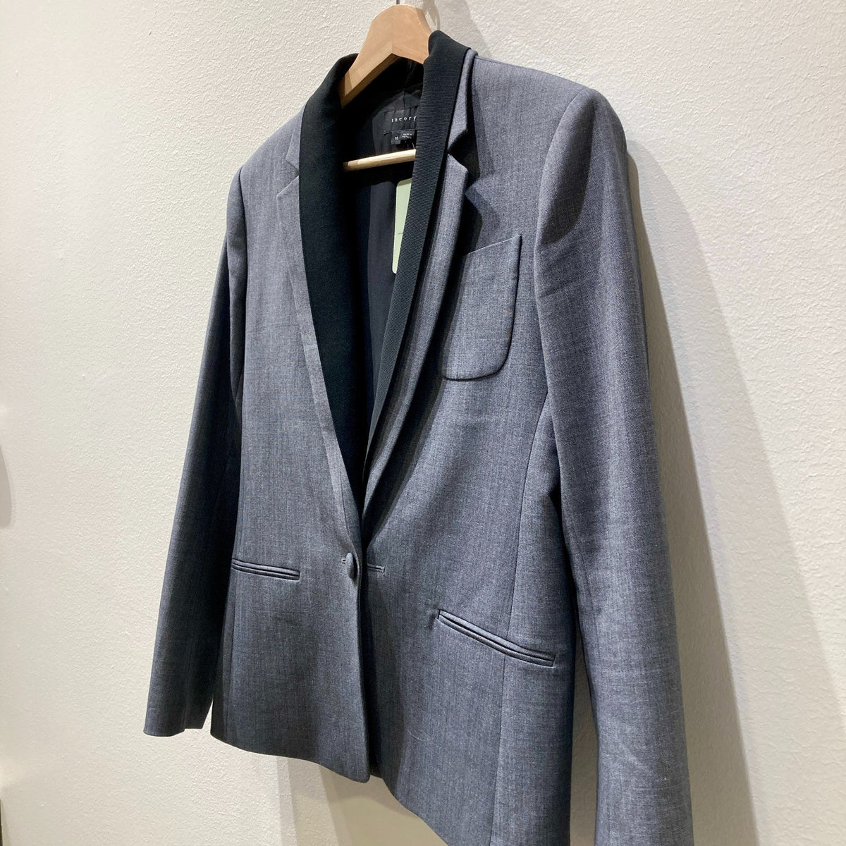 Theory Gray Black Single Button Donelly Blazer Jacket - Size 10 - 0907LR
