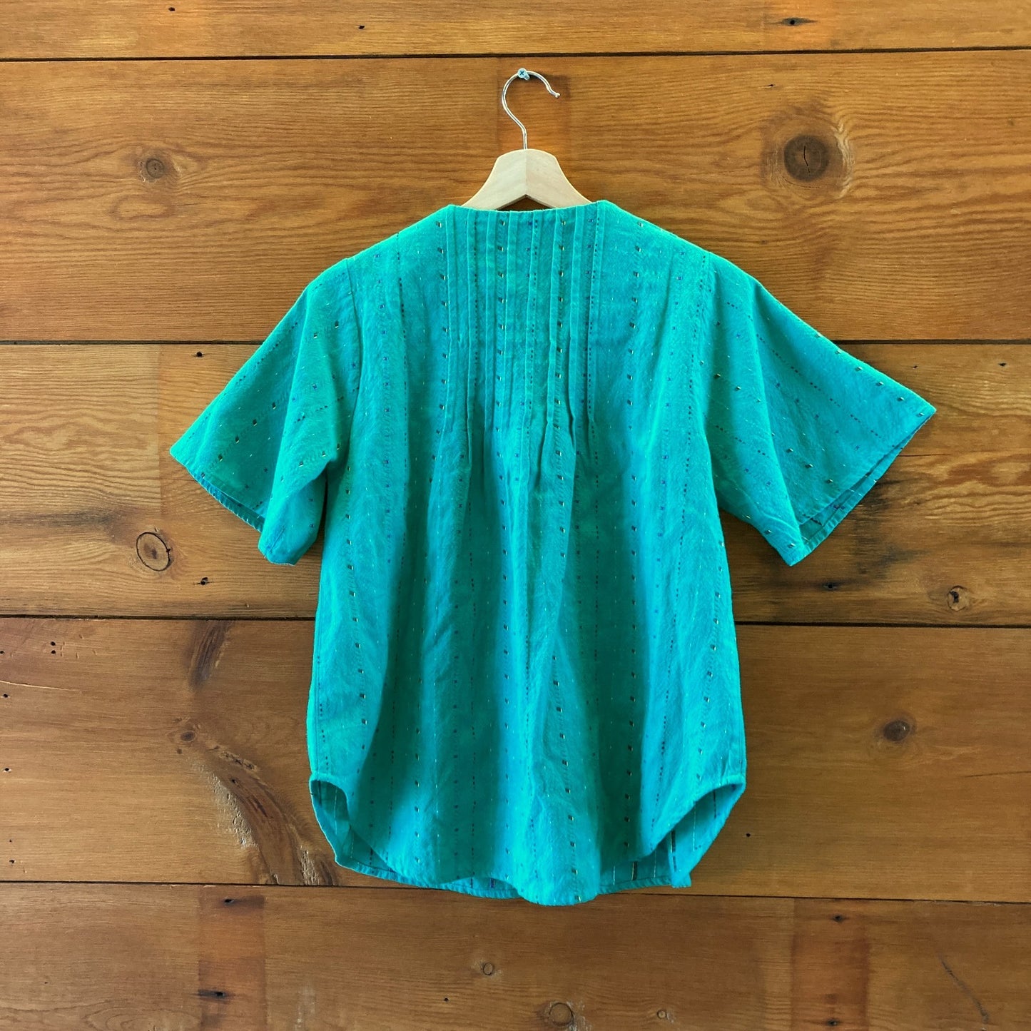 Ace & Jig Green Woven Print V-Neck Short Sleeve Tunic Top - Size S - 0519DS
