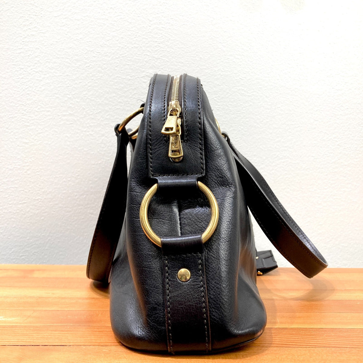 Yves Saint Laurent Black Leather Muse Rive Gauche Satchel Purse Bag - 1017SC