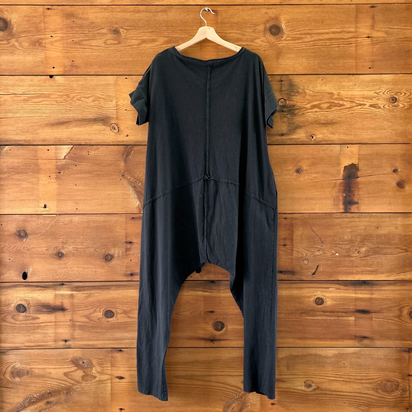 MDNT:45 Black Short Sleeve Tie Cotton Jumpsuit - Size M - 0627LH