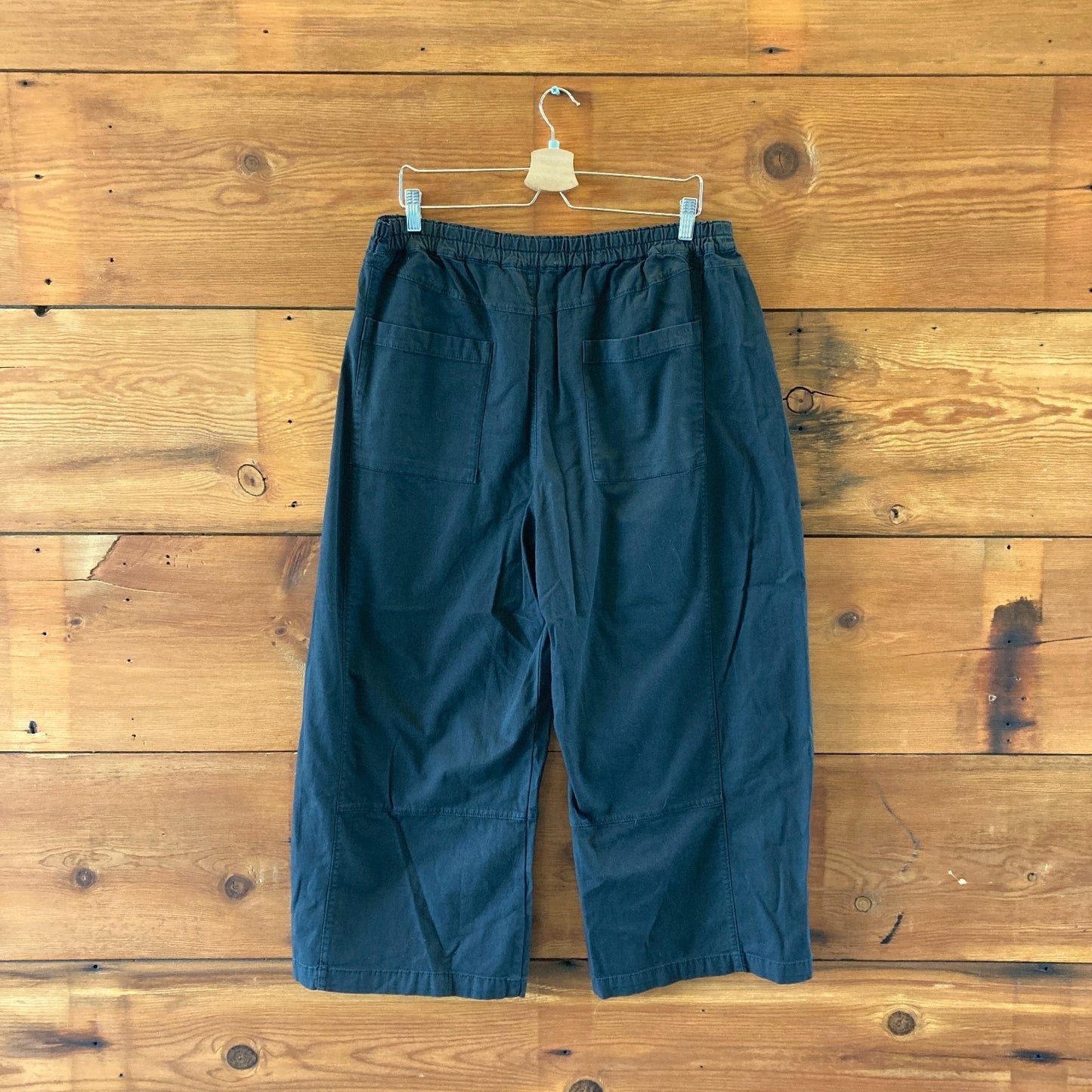 Pilcro Anthropologie $118 Black Pull On Barrel Leg Pants - Size L - NEW - 1125EA
