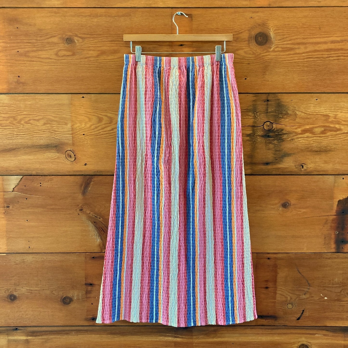 Mara Hoffman Striped Smocked Front Slit Alba Midi Skirt - Size S - 0424FB