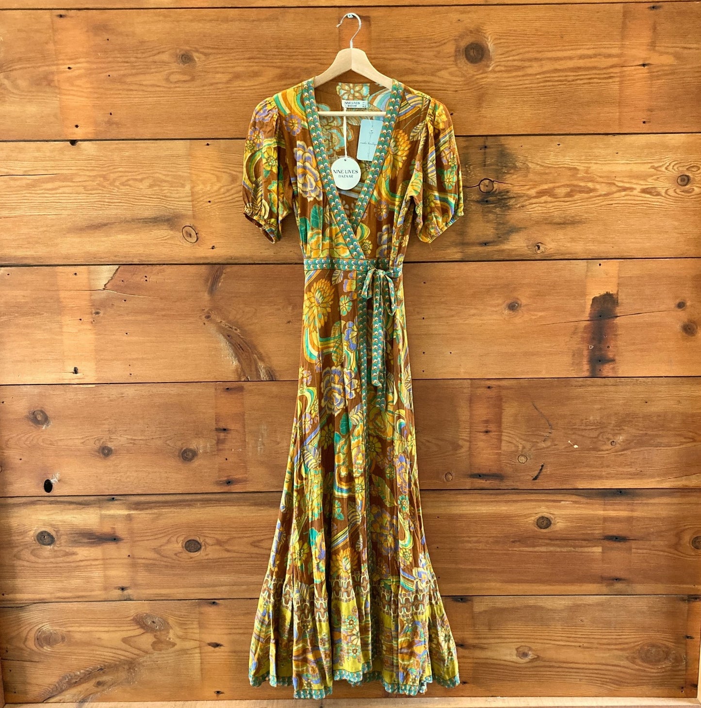 Nine Lives Bazaar Floral Short Sleeve Wrap Maxi Dress - Size 2 - NEW - 0527LM