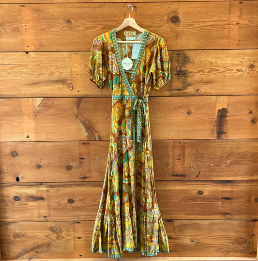 Nine Lives Bazaar Floral Short Sleeve Wrap Maxi Dress - Size 2 - NEW - 0527LM