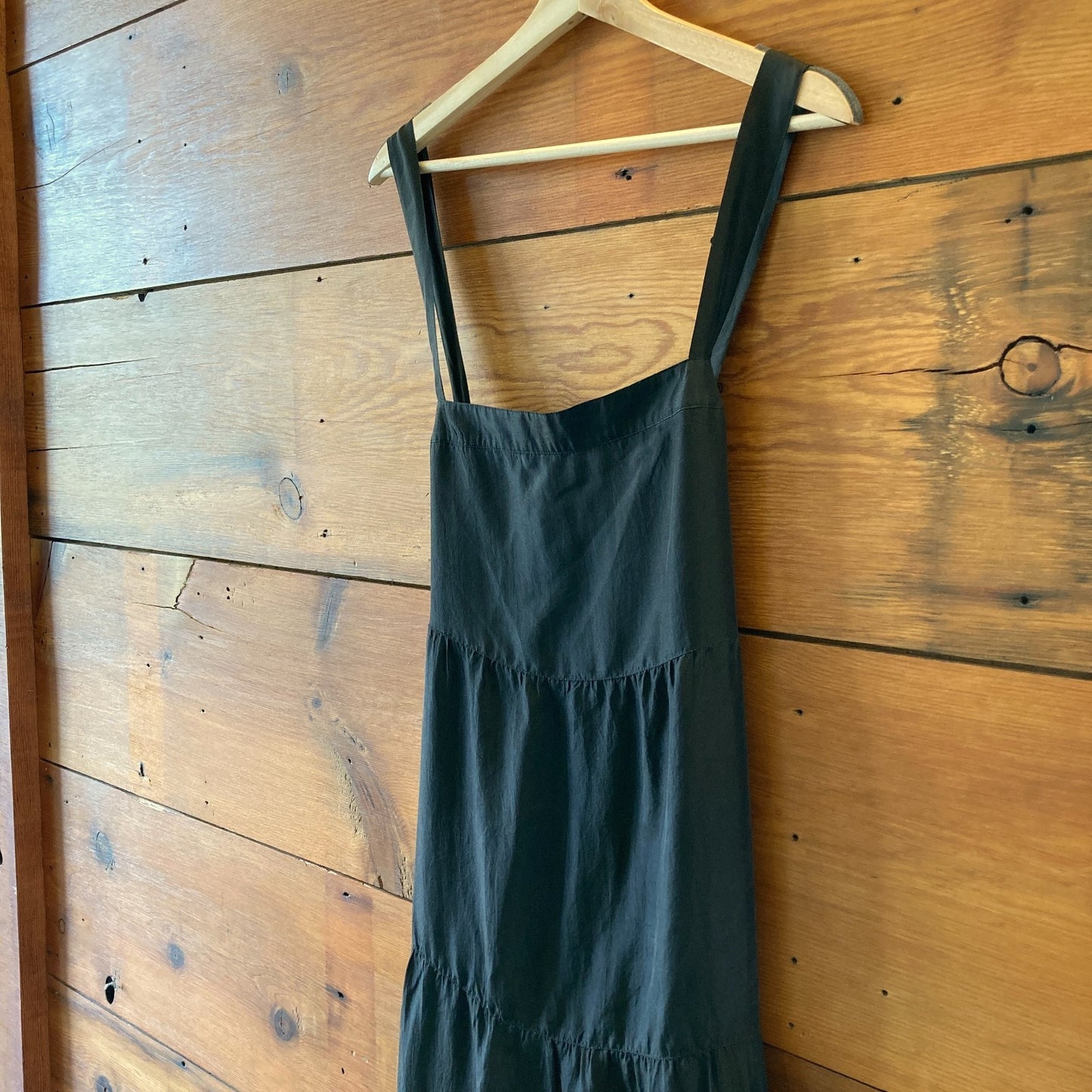 Eileen Fisher Black Sleeveless 100% Silk Tiered Maxi Dress - Size L - 0419JP