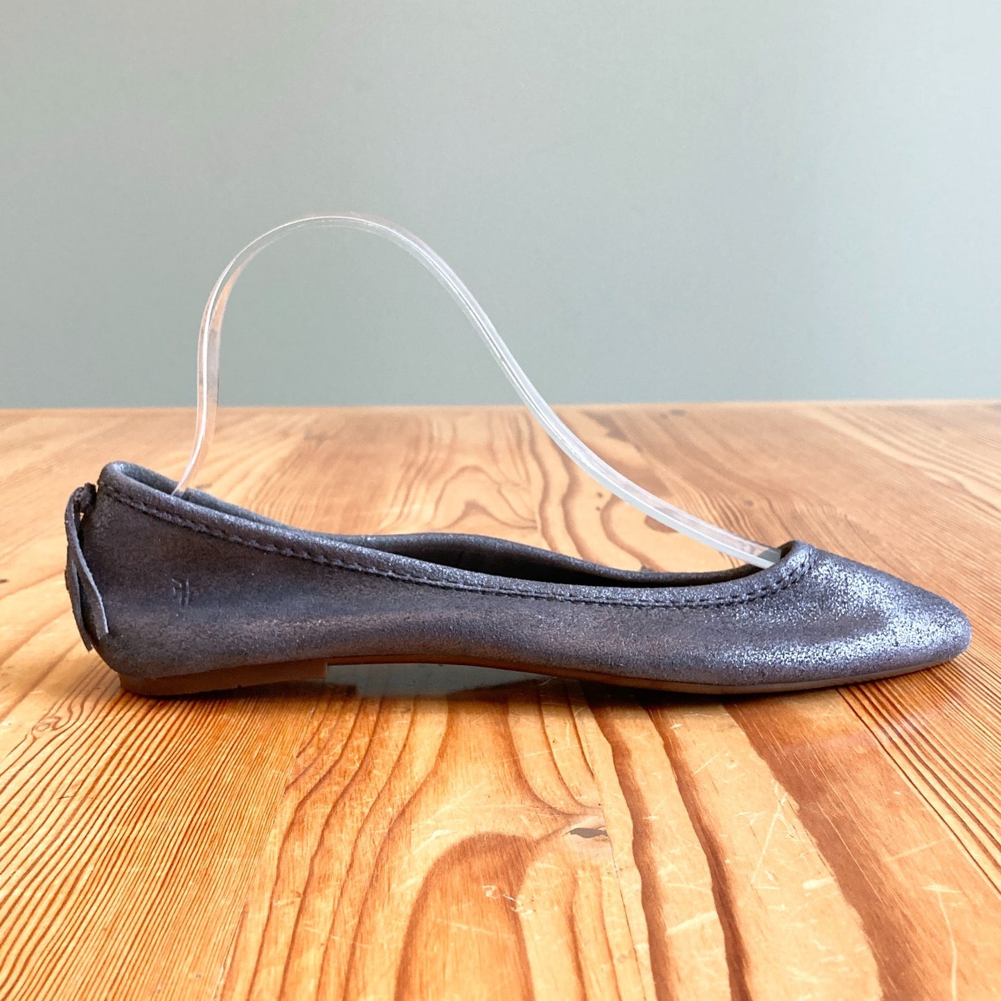 7.5 - Frye Metallic Dark gray Leather Womens Regina Ballet Flats Shoes 0518AF