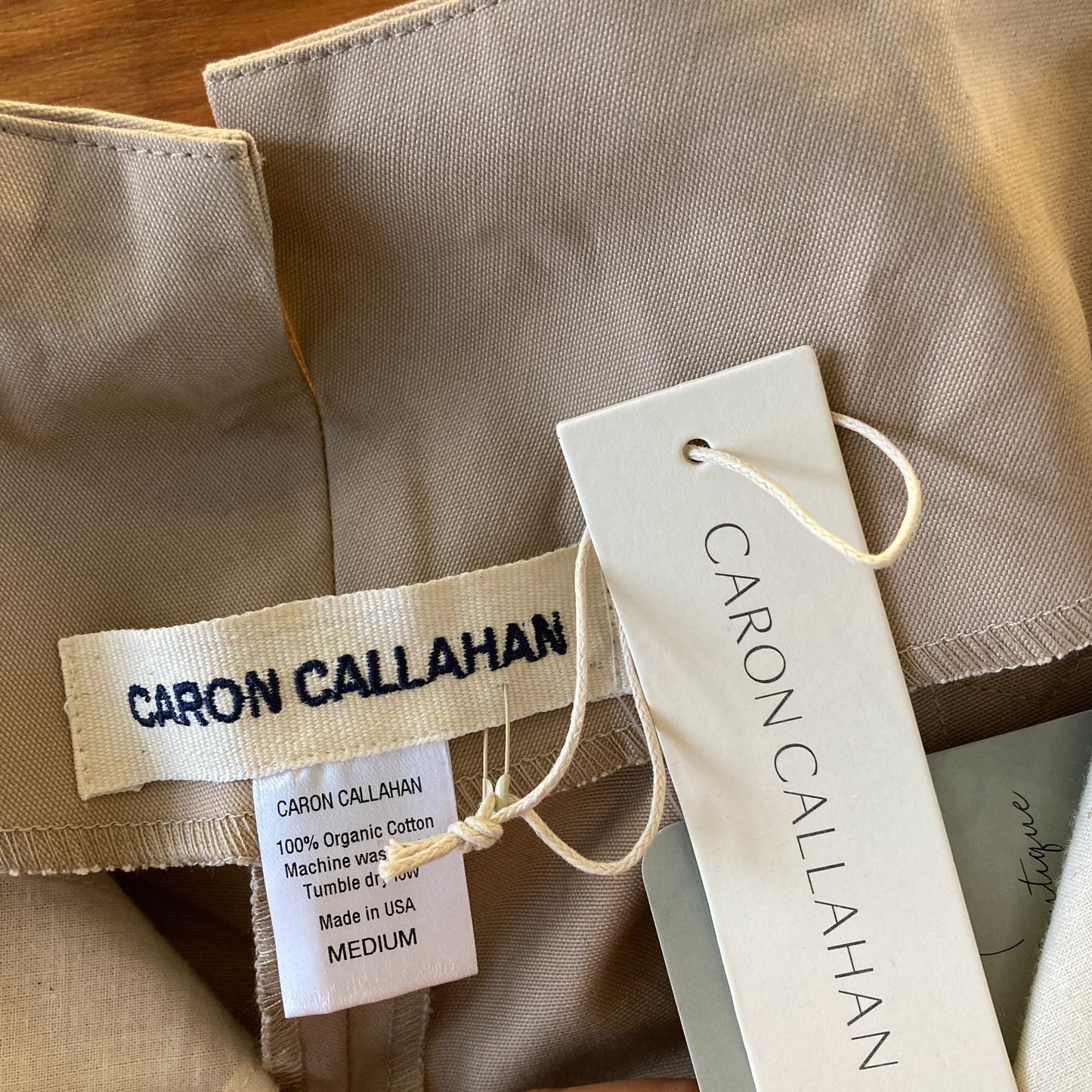 M - Caron Callahan $310 Khaki Organic Cotton High Waist Dexter Pants NEW 1125KG