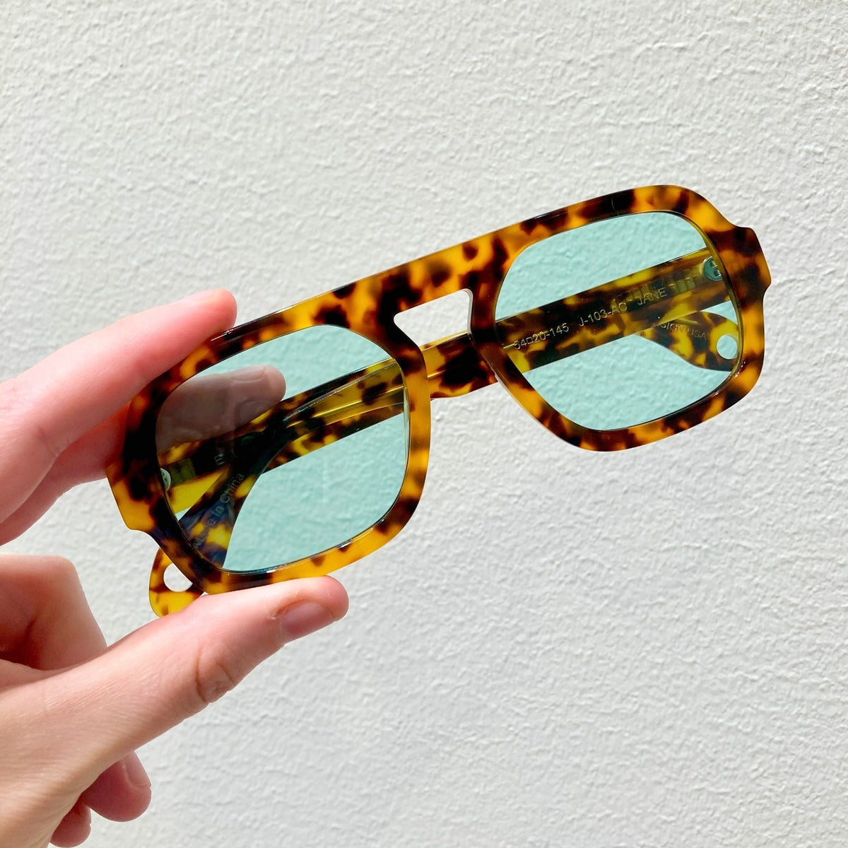 Elisa Johnson Brown Tortoise Blue Lens Jane Sunglasses w/ Case - 0312IG