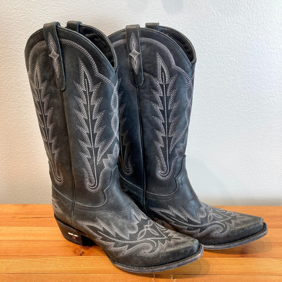 Lane $375 Jet Black Lexington 13" Snip Toe Western Boots - Sz 8.5 - NEW - 1011SC