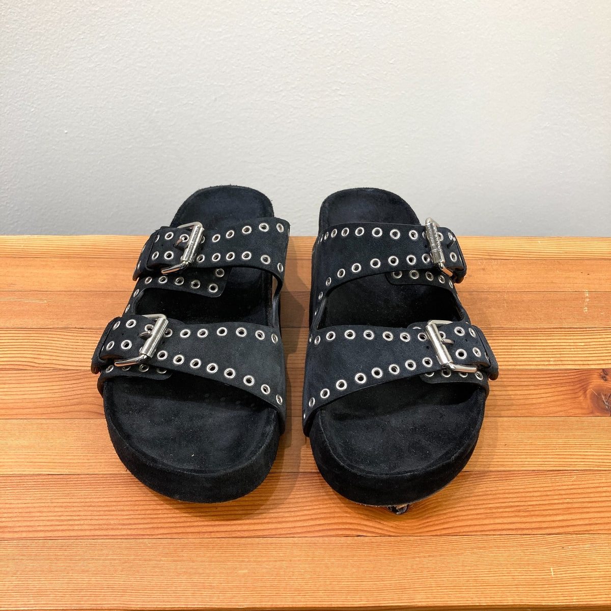 Isabel Marant Black Studded Buckle Strap Sandals - Size 39 / 9 - 0129LH