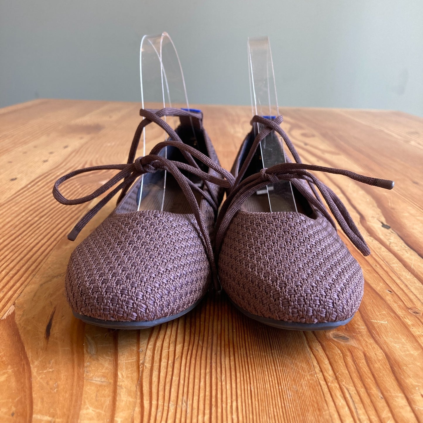 Rothy's Brown Woven Lace Up Square Ballet Flats Shoes - Size 6.5 - 0102JM