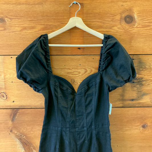 We the Free People Black Short Sleeve Flare Leg Jumpsuit - Size M - NEW - 0718MS