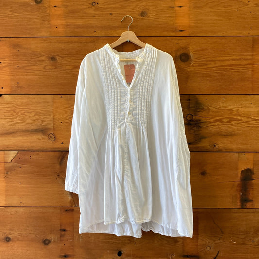 M - CP Shades White Organic Cotton Long Sleeve Lagenlook Dress 1124TA