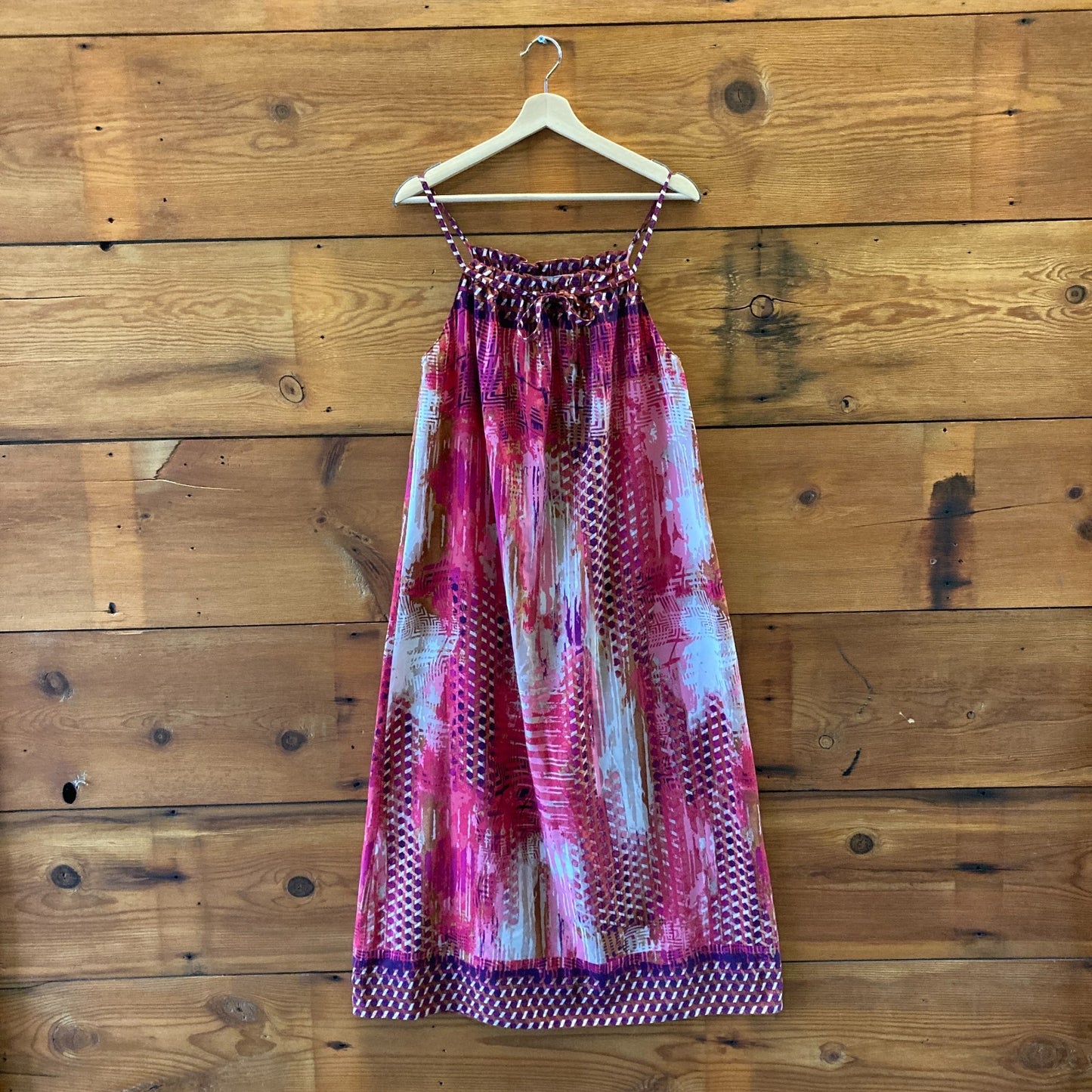 Oscar De La Renta Pink Purple Printed Slip Maxi Dress - Size S - 0920PW