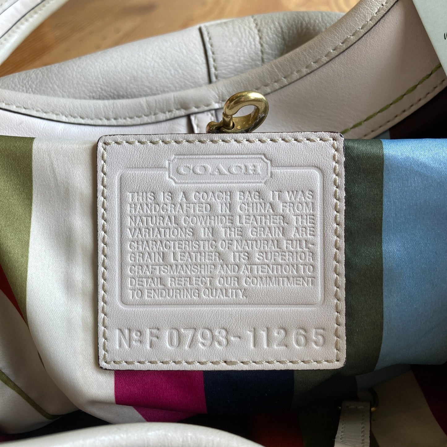 Coach Vintage Legacy 11265 Ivory White Leather Handbag Purse - 0801SM