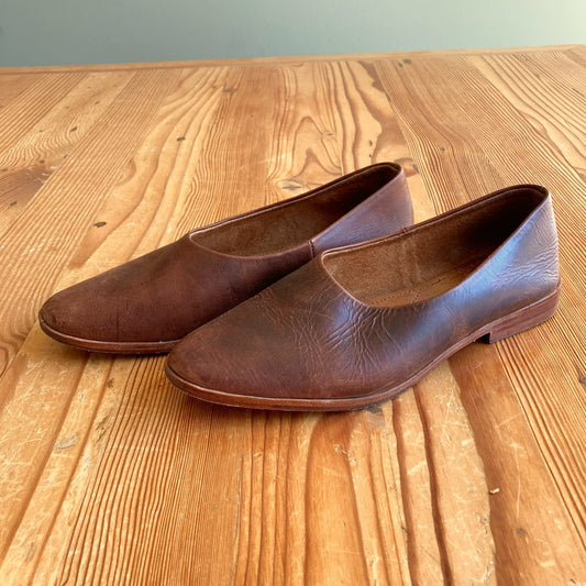 Osborn Studio Brown Leather Clarity Flats Slip On Shoes - Size 39 / 8.5 - 1013FB